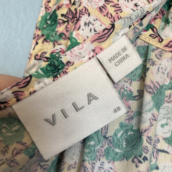 Vila Womens Size 40 (US 8) High Halter Neck Asymmetrical Ruffle Hem Floral Dress - Picture 8 of 14